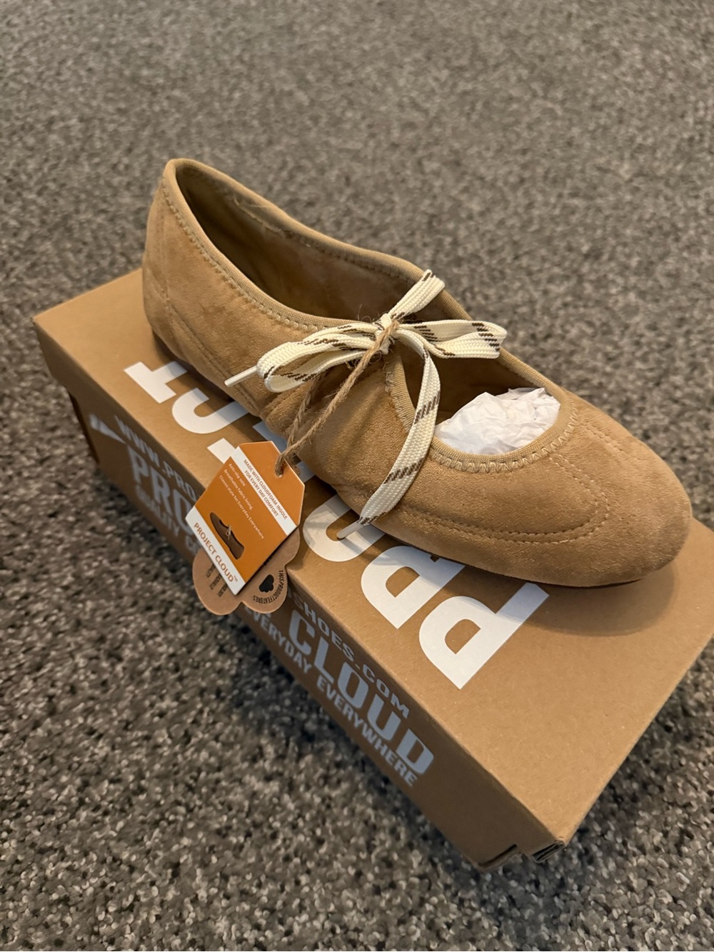 Suede Bow-Front Women’s Ballet Flat in Camel